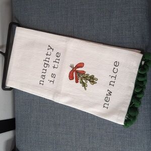 Naughty Is The New Nice Flour Sack Kitchen Dish Hand Towel Christmas Holiday NWT